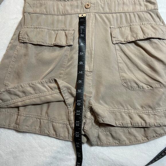 ZARA V-Neck Button Up Utility Playsuit Romper Size Medium Neutral Safari Casual - Picture 12 of 15